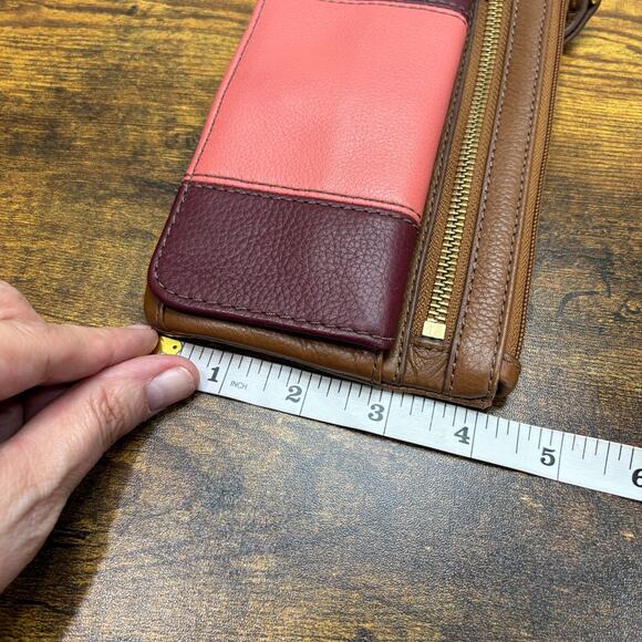 Fossil Molly Clutch Wallet Wine Multi Colored Brown Leather Card Holder - Picture 7 of 10
